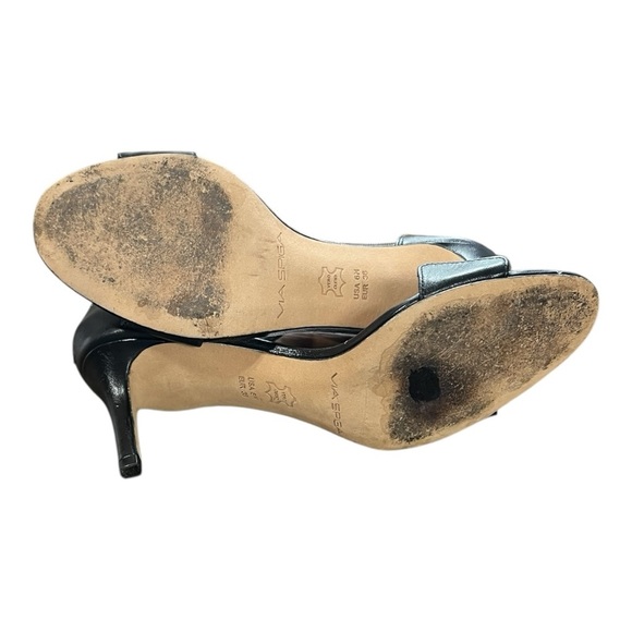 Via Spiga B-Lavinia Black Stilettos Zippered Heel and Ankle Strap Accents 6M - Picture 11 of 12